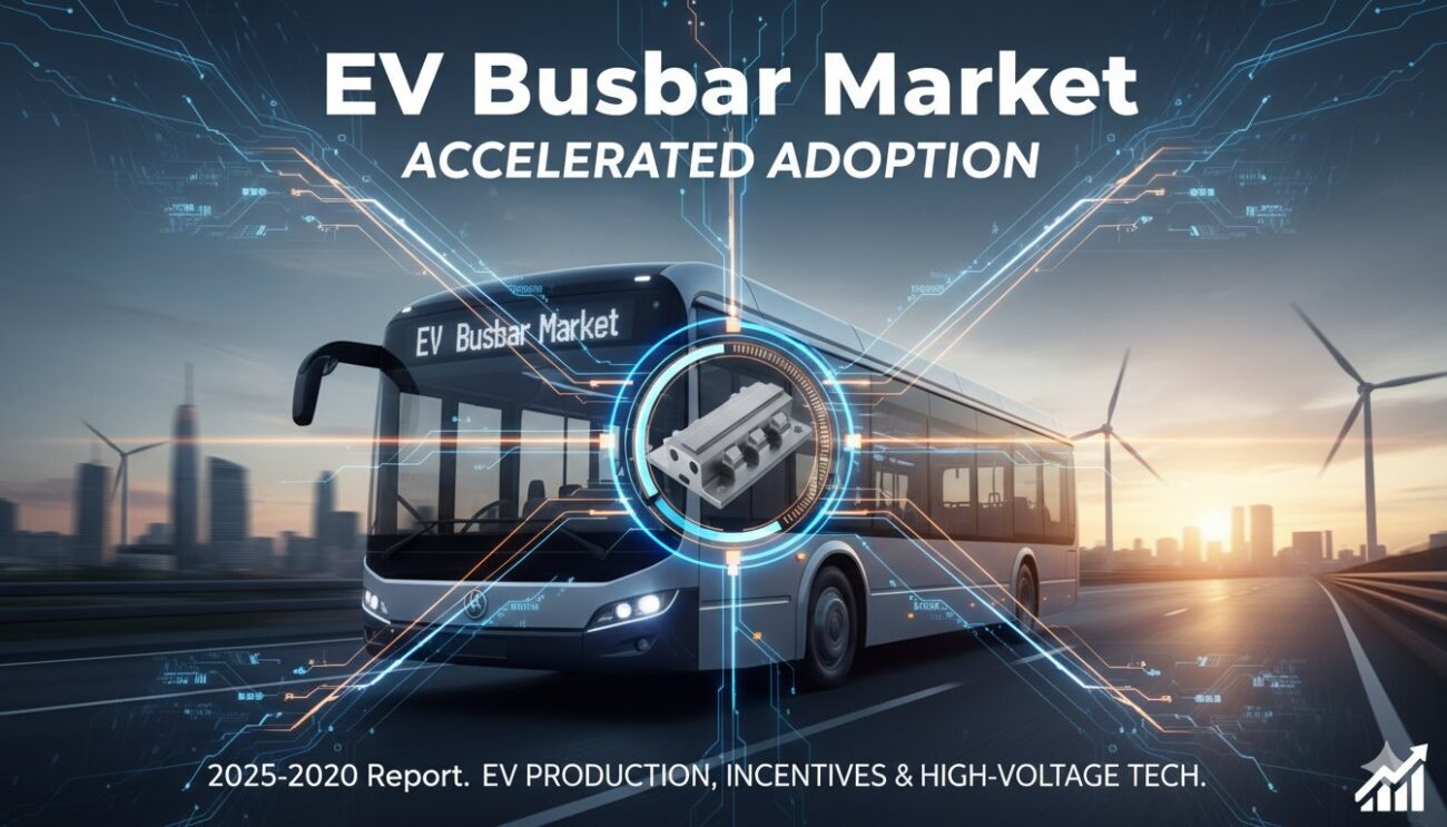 EV busbar assembly in high-voltage electric vehicle power system.