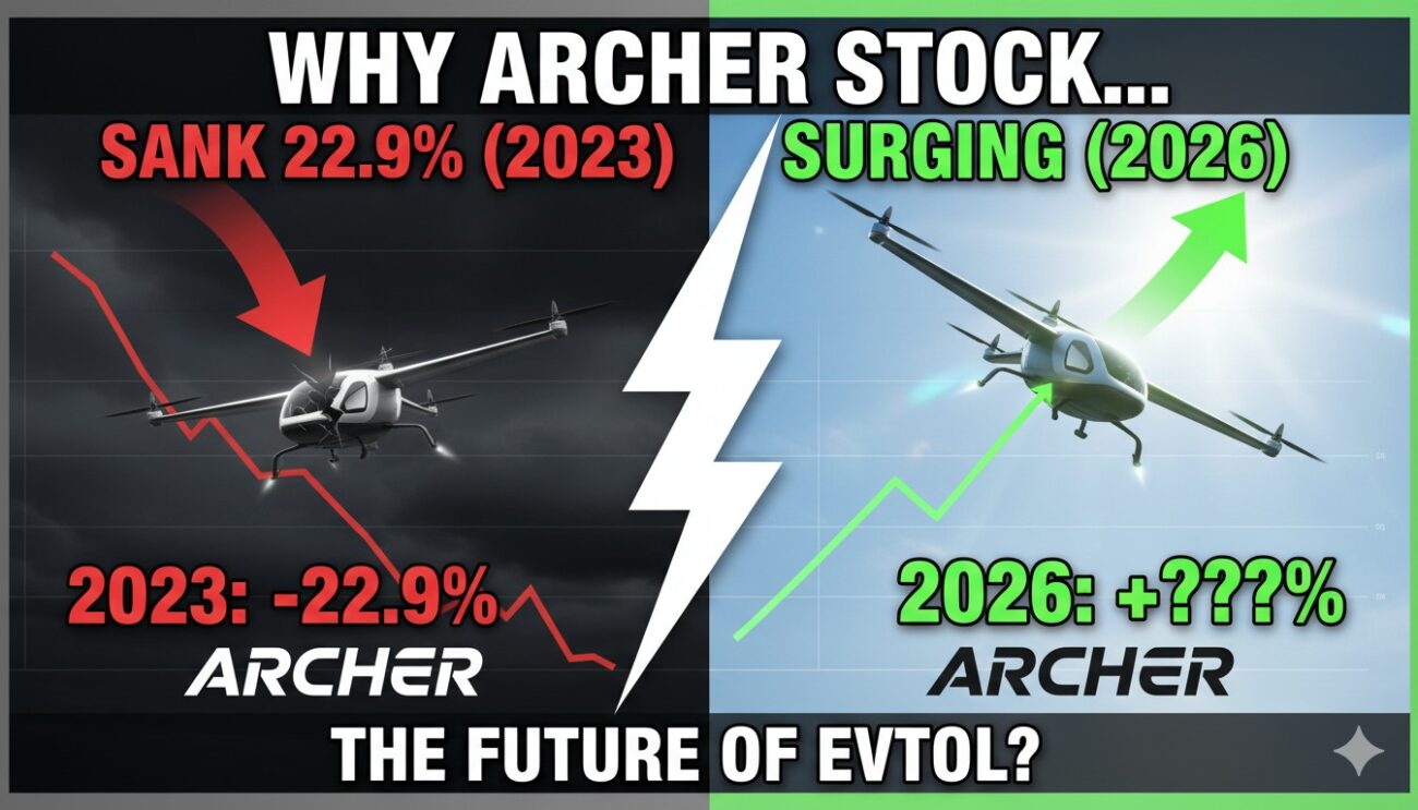 Graph showing Archer Aviation stock price decline in 2025 and surge in 2026