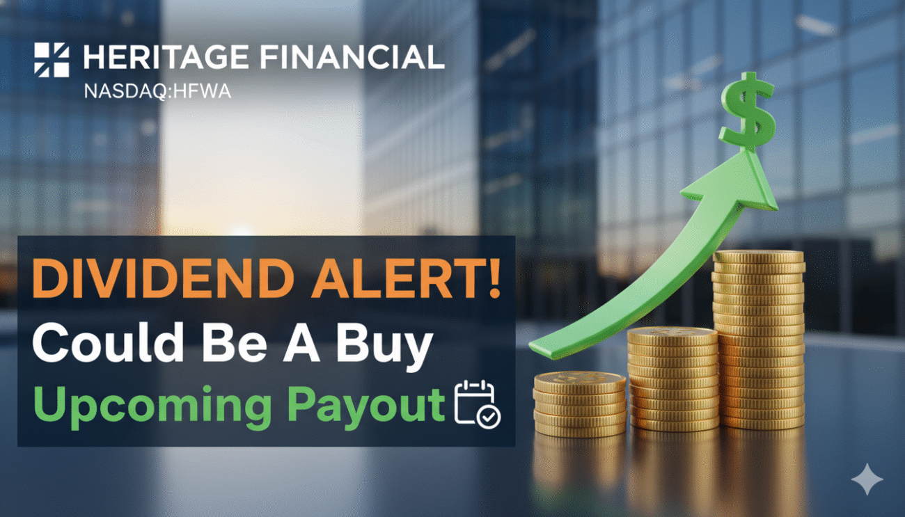 Line chart displaying Heritage Financial Corporation stock price trends with dividend markers