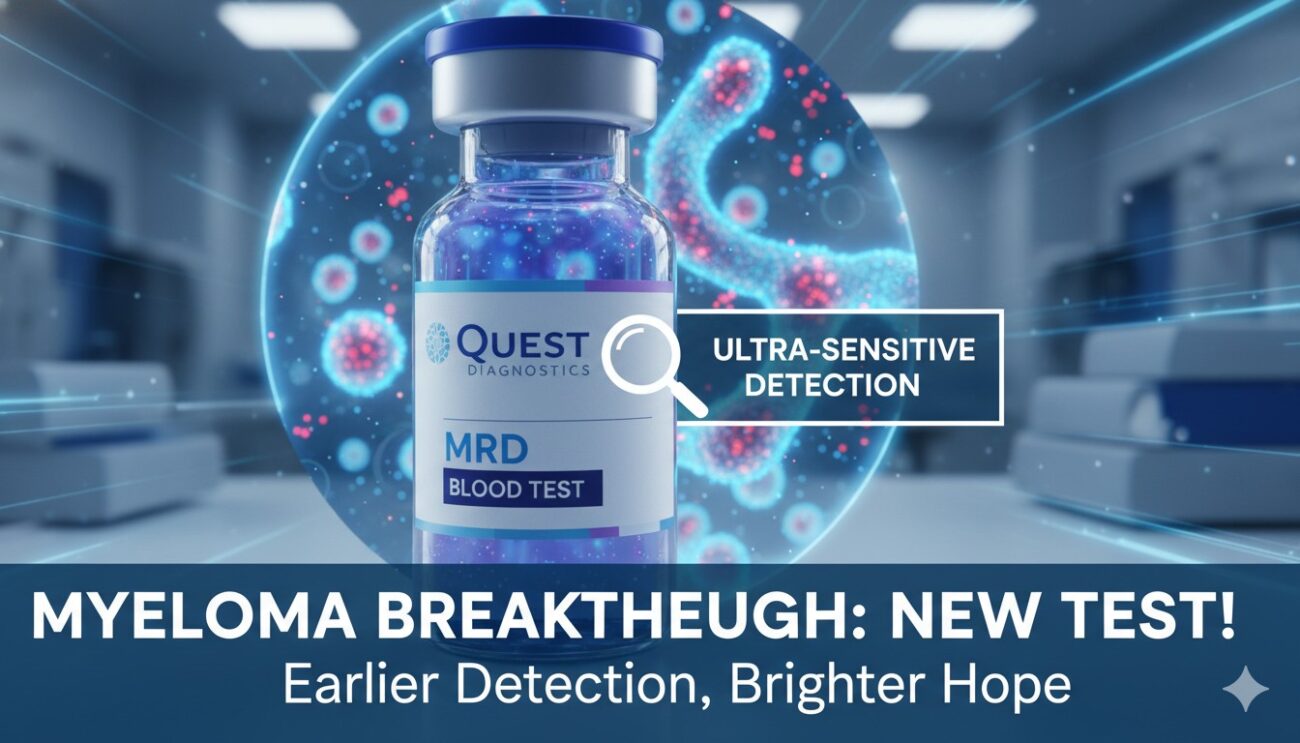 Laboratory technician analyzing blood sample under microscope for cancer detection