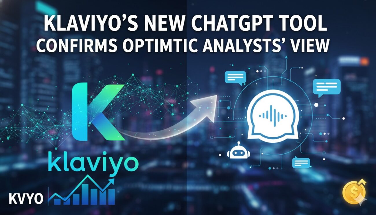 Digital illustration showing Klaviyo platform interface merging with ChatGPT chat window, highlighting data insights and marketing tools.
