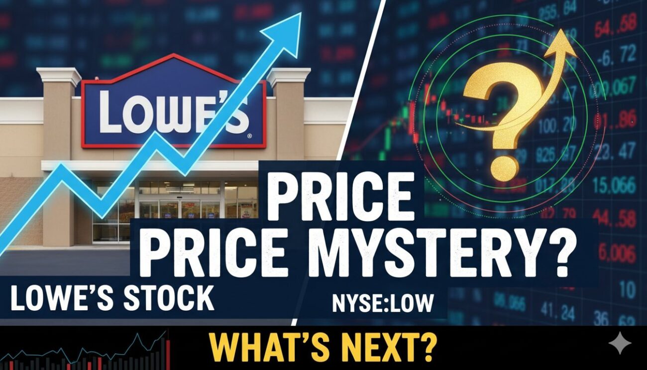 Alt Text for featured image : Chart showing Lowe's Companies (NYSE:LOW) stock price trending upward near its 52-week high with key trading levels marked.