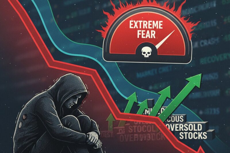 Stock market chart showing extreme fear sentiment with oversold stocks highlighted for potential rebound