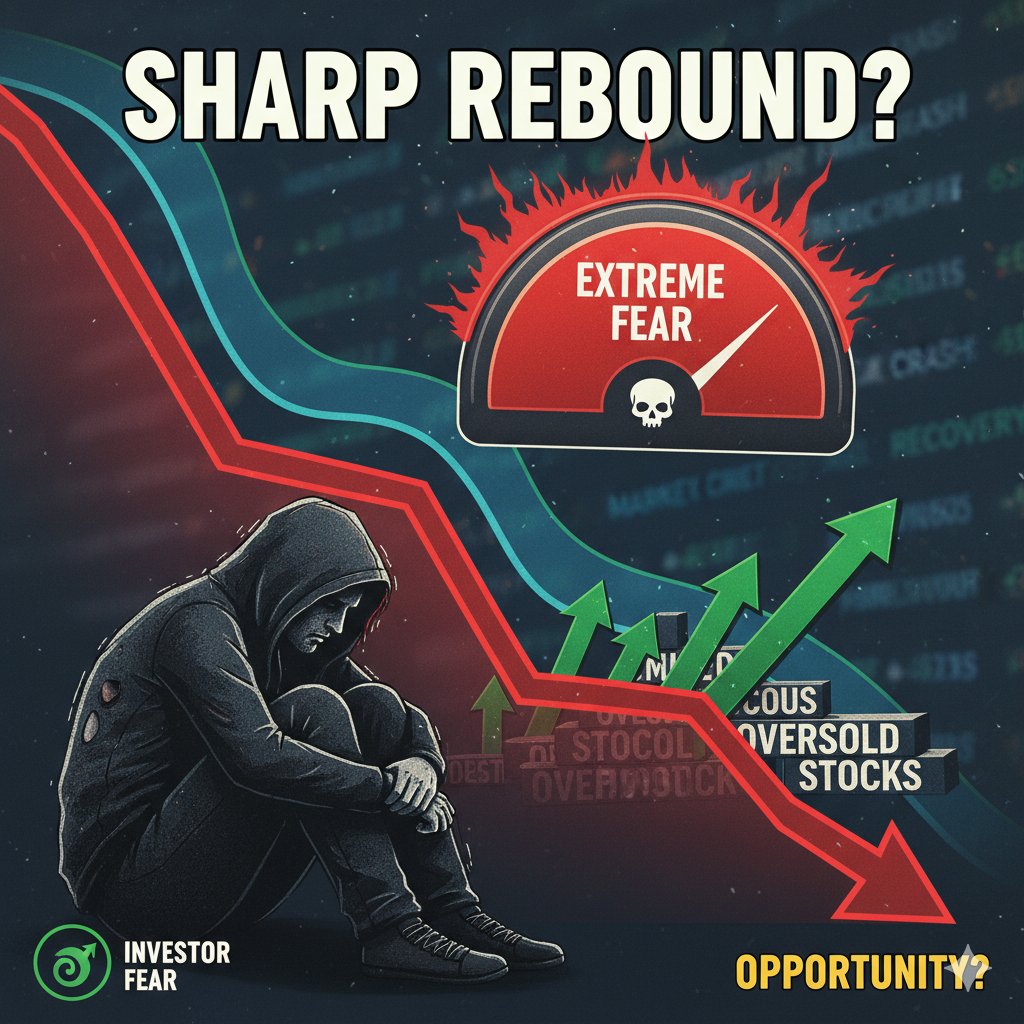Stock market chart showing extreme fear sentiment with oversold stocks highlighted for potential rebound