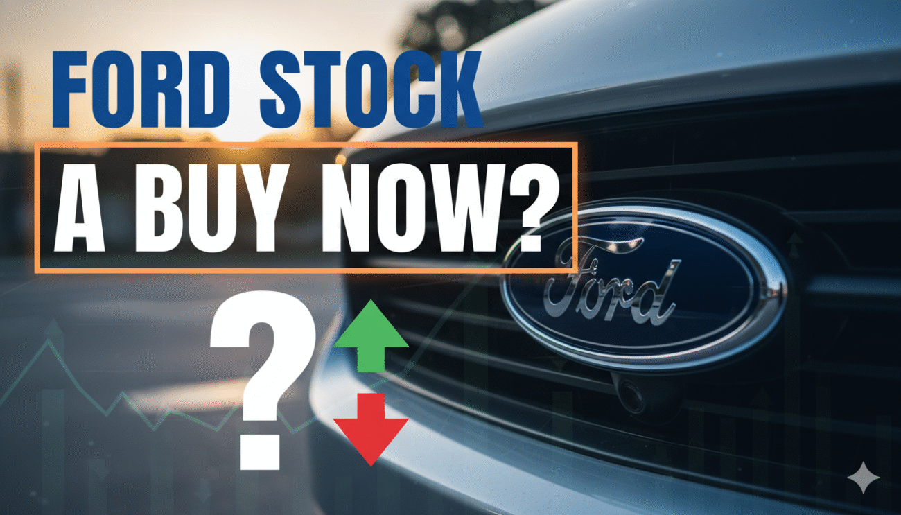 Ford Motor Company stock chart with NYSE:F ticker and analysis on whether it's a buy in 2026
