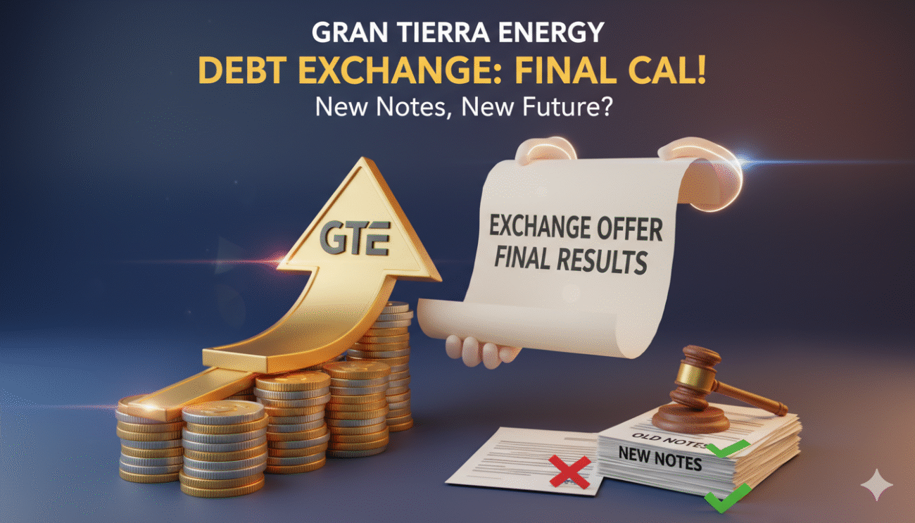 Gran Tierra Energy corporate headquarters building with oil rig silhouette in background representing energy debt restructuring