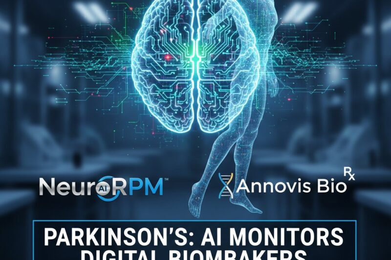 AI-powered Apple Watch monitoring Parkinson's symptoms like tremor and bradykinesia in clinical trial setting