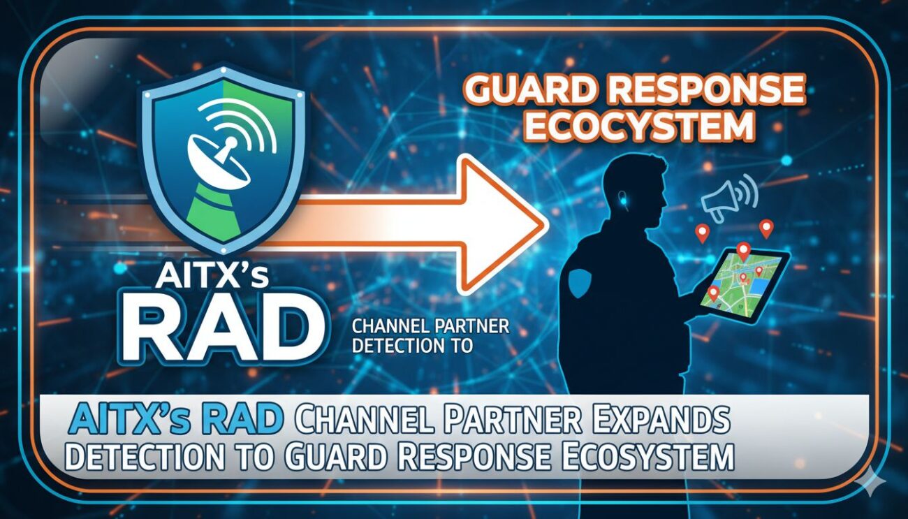 AI-powered robotic security tower and device from RAD integrated in a modern surveillance setup for autonomous detection and response.